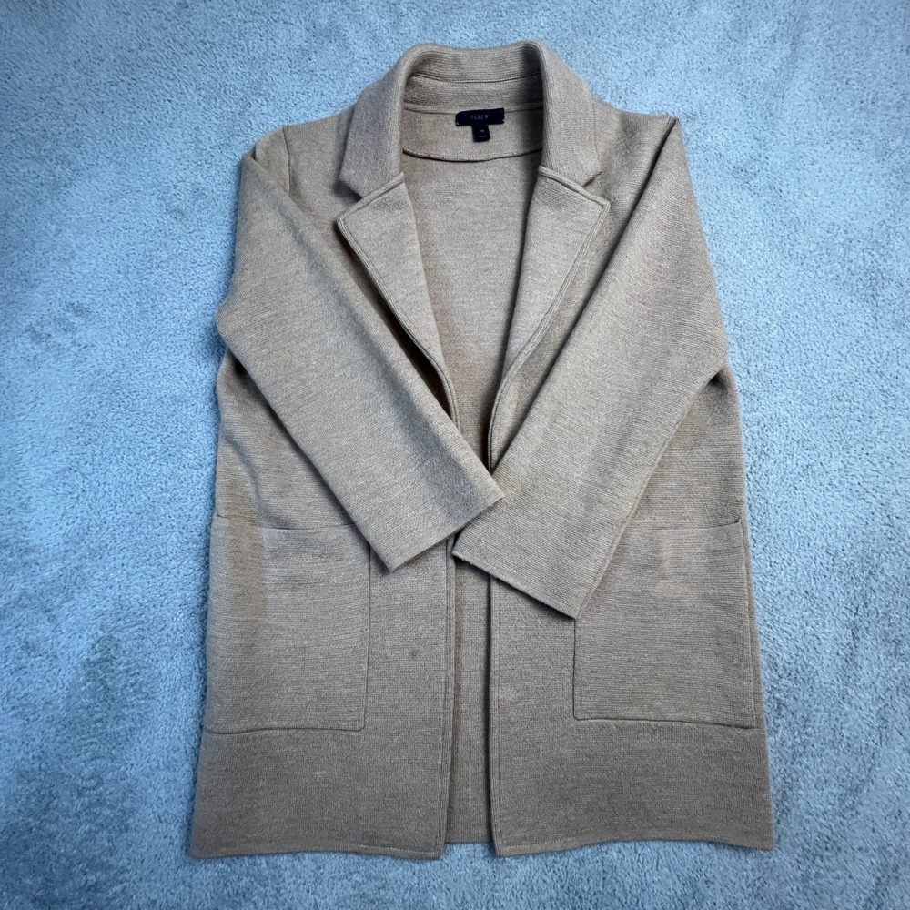 J.Crew‎ Cardigan 100% Merino Wool Extra Small Blazer Sweater Sophie Camel Tan